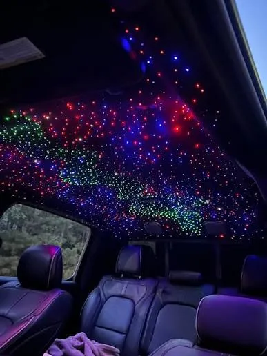 Galaxy constellation map design glowing in a starlight headliner