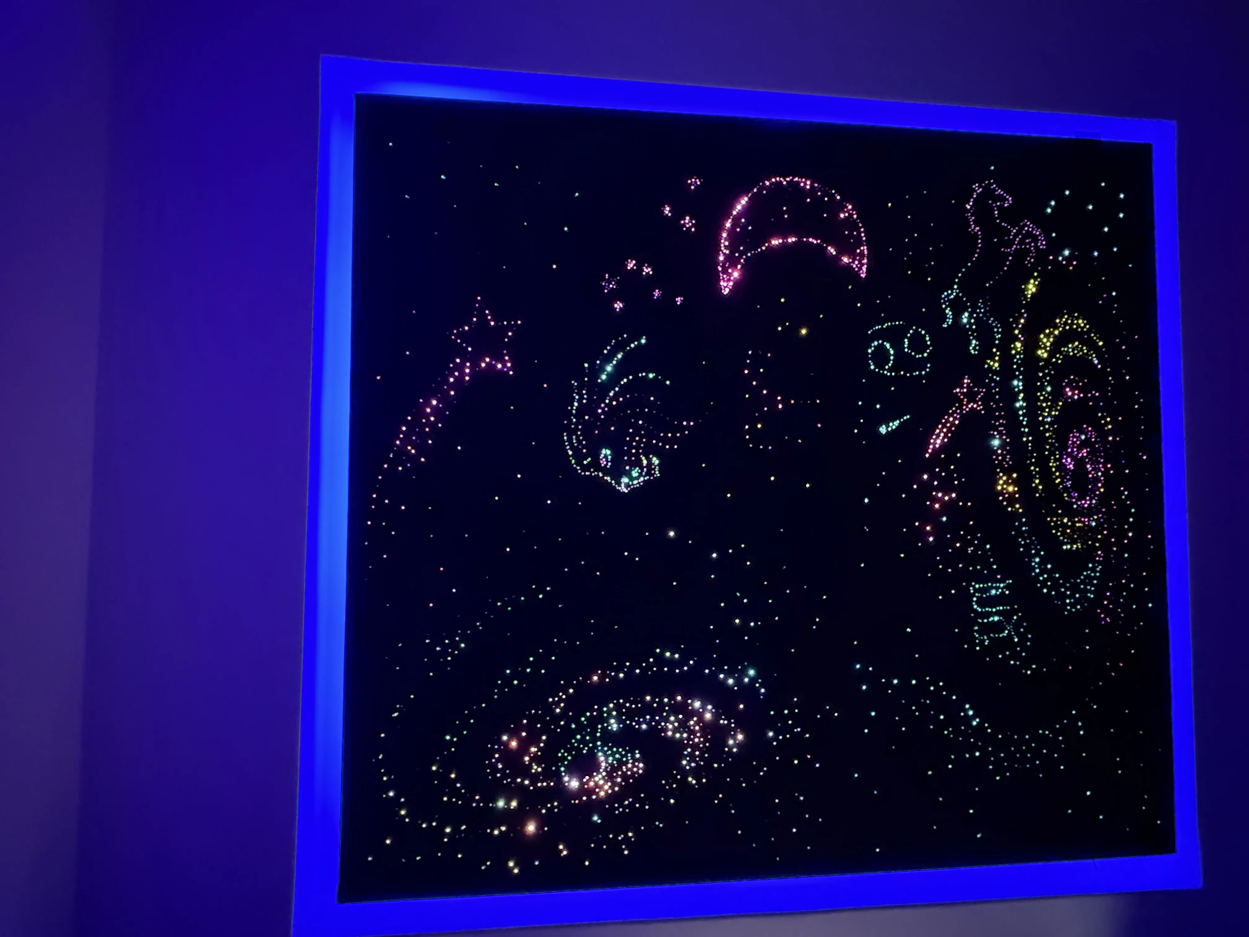 Fiber-optic starlight ceiling shown in a home interior