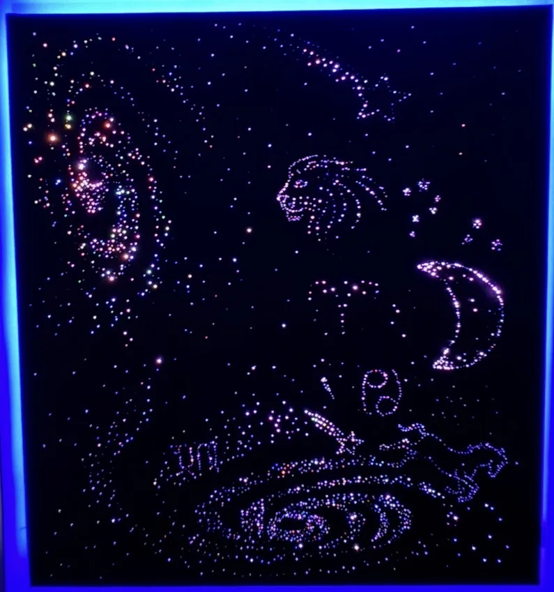 Starlight ceiling panel with ambient border lighting
