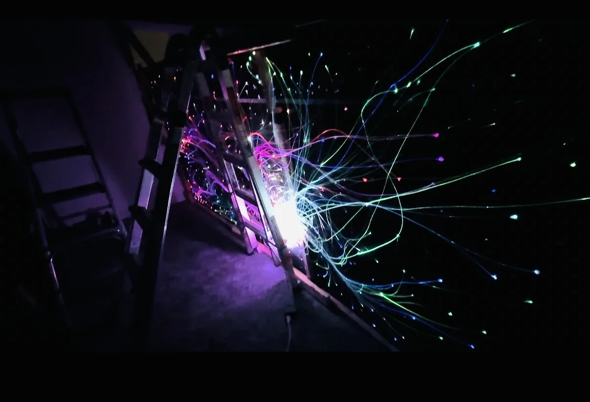 Color-changing star field shown in a room