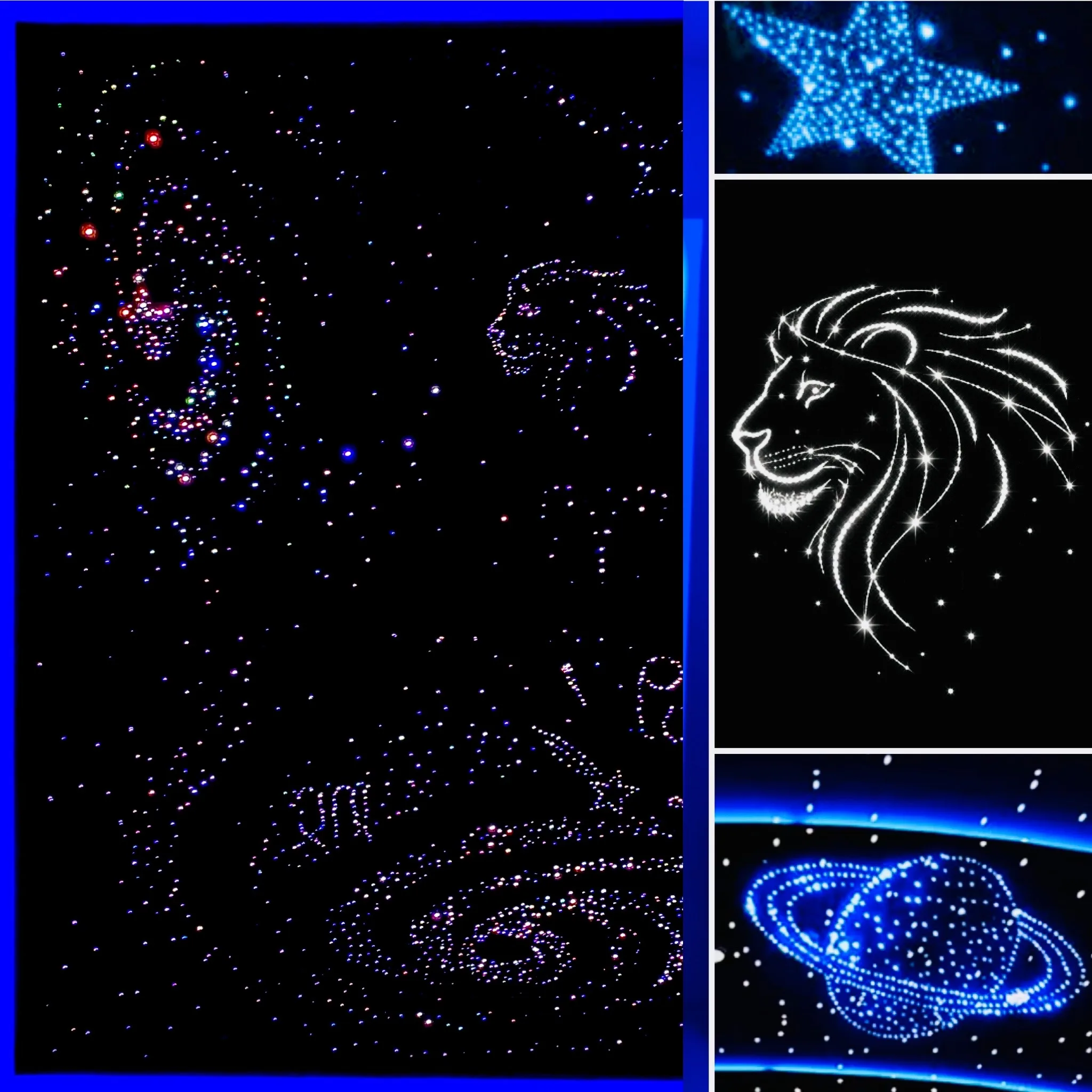 Galaxy-style starlight ceiling build with dense Milky Way band across the panel